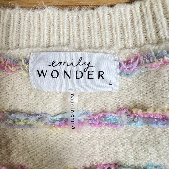 Emily Wonder Womens Wool Blend Sweater Rainbow Polka Dot Size Large Fairy Soft - Picture 4 of 6